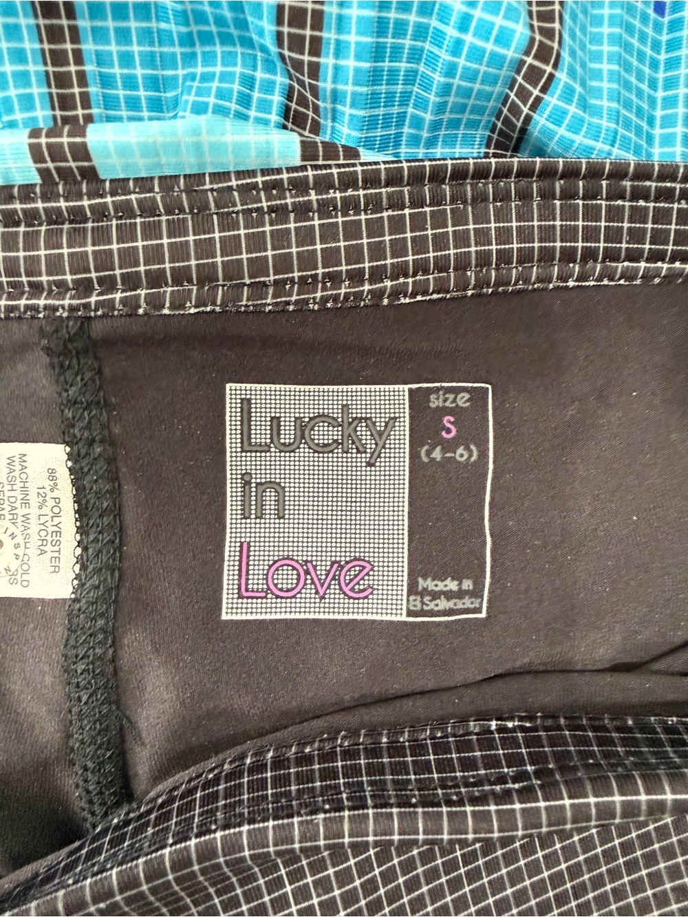 Lucky in Love Black Pleated Skirt with Blue, Neon Yellow & Pink Stripes - Picture 4 of 5